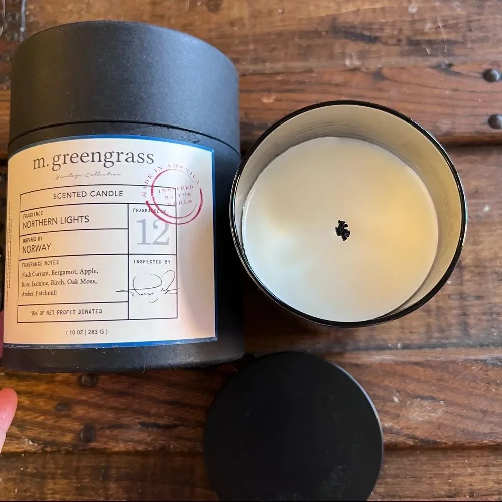 m. greengrass Northern Lights Glass Estate Collection Candle